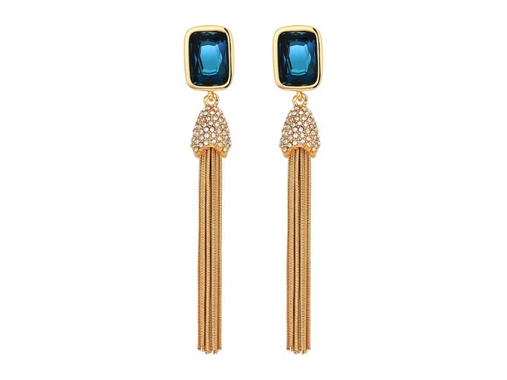 Vince Camuto Crystal And Tassel Earrings (rose Gold) Earring