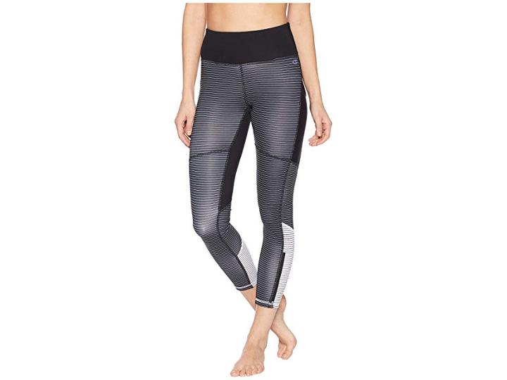Champion Fashion Tights 7/8 Novelty Blocking (black/white Stripe) Women's Casual Pants