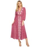 Free People Embroidered V Maxi Dress (raspberry) Women's Dress