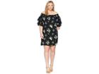 Kari Lyn Plus Size Lemon Print Off The Shoulder Dress (black/multi) Women's Dress