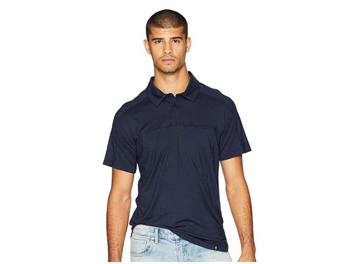 Smartwool Everyday Exploration Short Sleeve Polo (deep Navy) Men's Short Sleeve Pullover