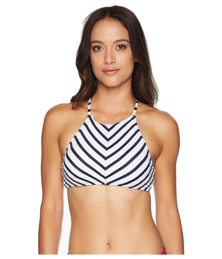 Tommy Bahama Channel Surf Reversible High Neck Halter (mare Navy) Women's Swimwear