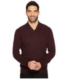 Perry Ellis Cable Shawl Pullover Sweater (port) Men's Sweater