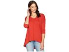 Mod-o-doc Slub Jersey Drop Shloulder Seamed V-neck Tunic Tee (bonfire) Women's T Shirt