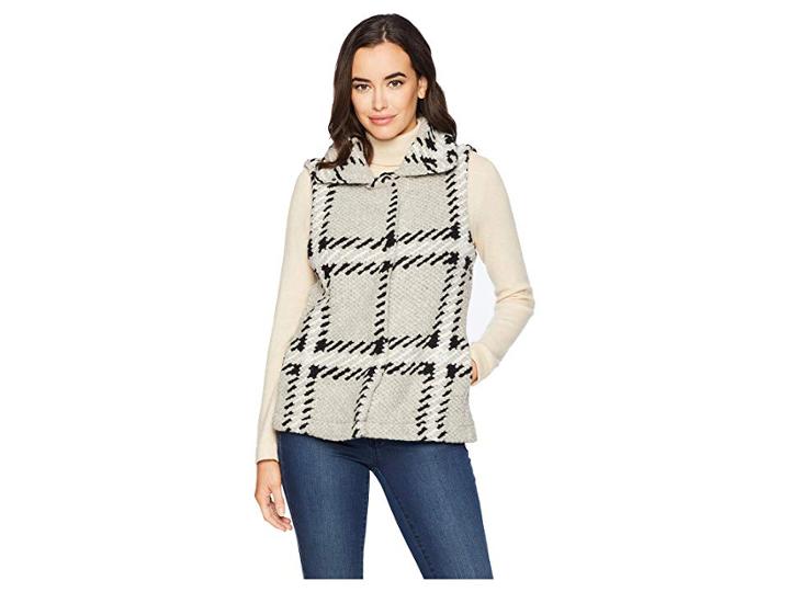 Dylan By True Grit Black And White Oatmeal Plaid Vest (oatmeal) Women's Vest