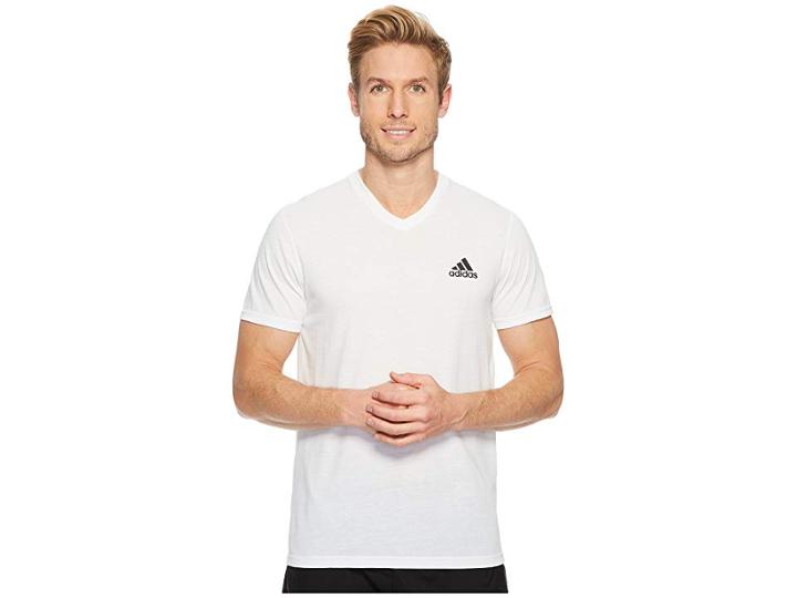 Adidas Ultimate V-neck Short Sleeve Tee (white) Men's T Shirt
