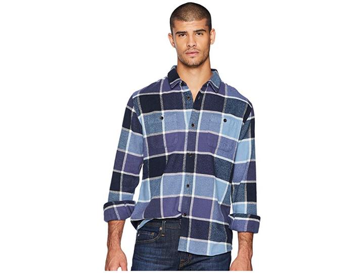 Quiksilver Waterman Cold Breeze Long Sleeve Flannel Shirt (parisian Night) Men's Clothing