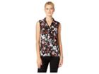 Tahari By Asl Printed Floral Sleeveless Sailor Knit Top (black/red/ivory) Women's Sleeveless