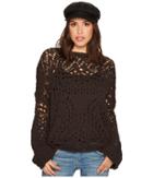 Free People Traveling Lace Sweater (carbon) Women's Sweater
