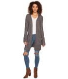 Kensie Warm Touch Cardigan Ksdk5669 (heather Dark Grey) Women's Sweater