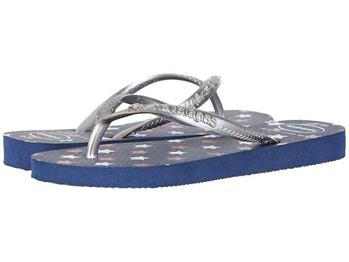 Havaianas Kids Slim Stars Glitter (toddler/little Kid/big Kid) (navy Blue) Girls Shoes