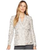 Calvin Klein Textured Floral Metallic Jacquard Side-tie Jacket (khaki) Women's Coat