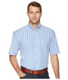 Wrangler George Strait Short Sleeve Plaid (blue) Men's Clothing
