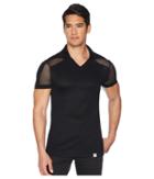 Versace Collection Sheer Paneled V-neck Polo (black) Men's Clothing