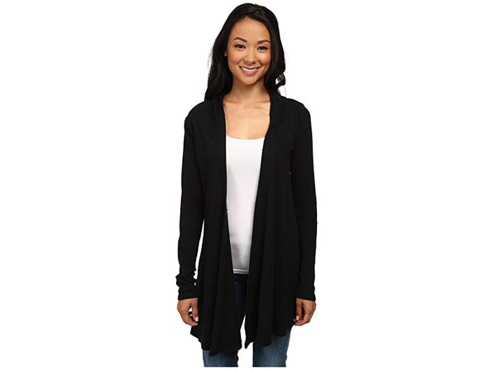 Allen Allen Hooded Open Cardigan (black) Women's Sweater