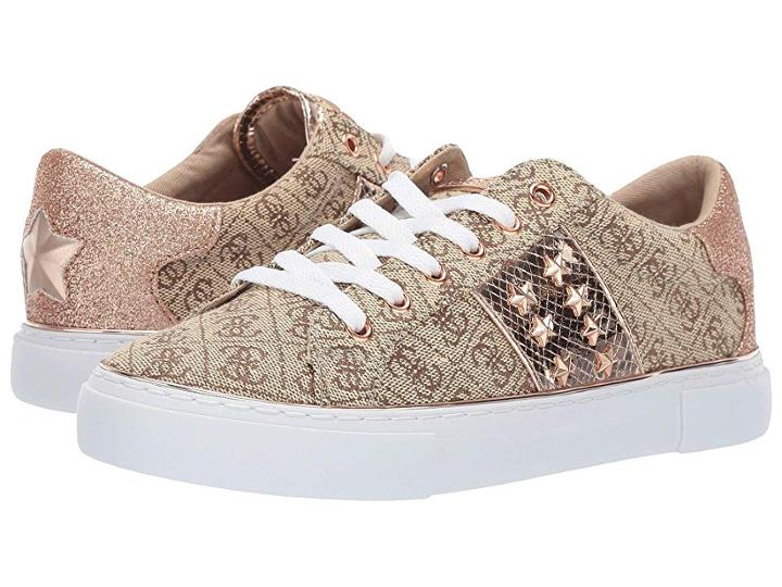 Guess Gamer (beige/light Brown/rose Gold Fabric) Women's Lace Up Casual Shoes