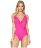 Becca By Rebecca Virtue Color Code Ruffle One-piece (flamingo) Women's Swimsuits One Piece