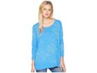 Fresh Produce White Tides Emily 3/4 Sleeve Top (atlantic Blue) Women's Long Sleeve Pullover