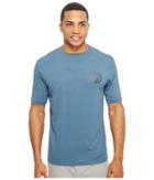 Volcom Distortion Short Sleeve Loose Fit Rashguard (smokey Blue) Men's Workout