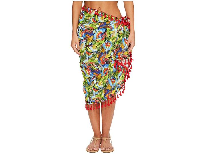 San Diego Hat Company Bss1806 Woven Bird Print Sarong Cover-up (multi) Scarves