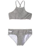Seafolly Kids Riviera Belle Stripe Tankini Set (little Kids/big Kids) (black) Girl's Swimwear Sets