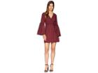 Jack By Bb Dakota Alter Ego Gingham Bell Sleeve Wrap Dress (ruby) Women's Dress