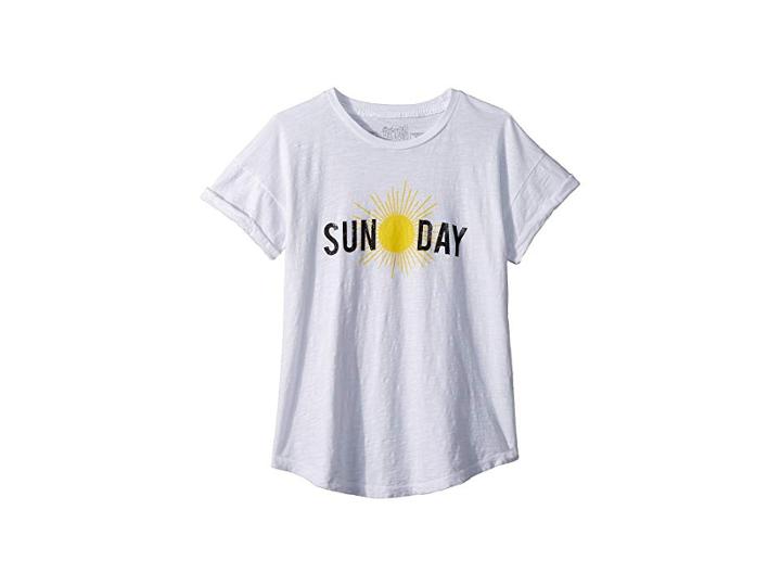 The Original Retro Brand Kids Sun-day Slub Rolled Short Sleeve Tee (big Kids) (white) Girl's T Shirt