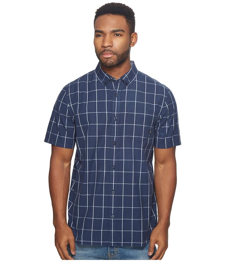 Vans Benham Short Sleeve Woven (dress Blues) Men's Short Sleeve Pullover