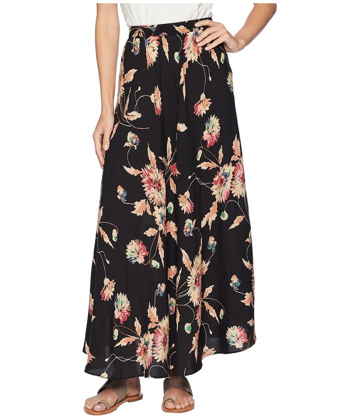 Chaps Printed Rayon Stripe Skirt (black Multi) Women's Skirt