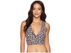 Michael Michael Kors Mini Cherry Blossoms Deep V Bikini Crop Top W/ Ladder Insert Removable Soft Cups (rose Pink) Women's Swimwear