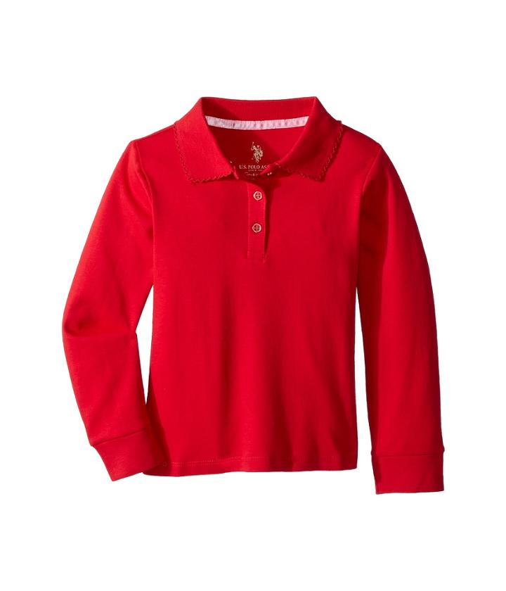 U.s. Polo Assn. Kids Long Sleeve Polo (little Kids) (red) Girl's Clothing