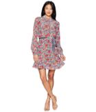 Juicy Couture Larchmont Blooms Silk Shirtdress (slate Swirl Larchmont Blooms) Women's Dress