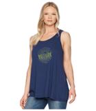 Life Is Good Illuminated Bike Breezy Tank Tee (darkest Blue) Women's T Shirt