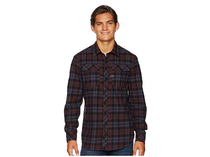 G-star Landoh Shirt Long Sleeve (dark Fig/dark Creuset Check) Men's Clothing