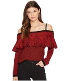 Bb Dakota Debeney Ruffle Sweater (rose Red) Women's Sweater