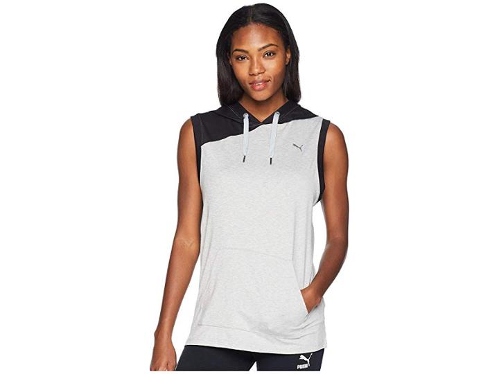 Puma A.c.e. Sleeveless Hoodie (light Gray Heather/puma Black) Women's Sweatshirt