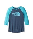 The North Face Kids Tri-blend 3/4 Sleeve Tee (little Kids/big Kids) (blue Wing Teal Heather) Girl's Clothing