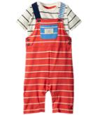 Joules Kids Jersey Overall T-shirt Set (infant) (melon Red Stripe) Boy's Active Sets