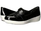 Fitflop Fringey Sneaker Loafer (black Patent) Women's  Shoes
