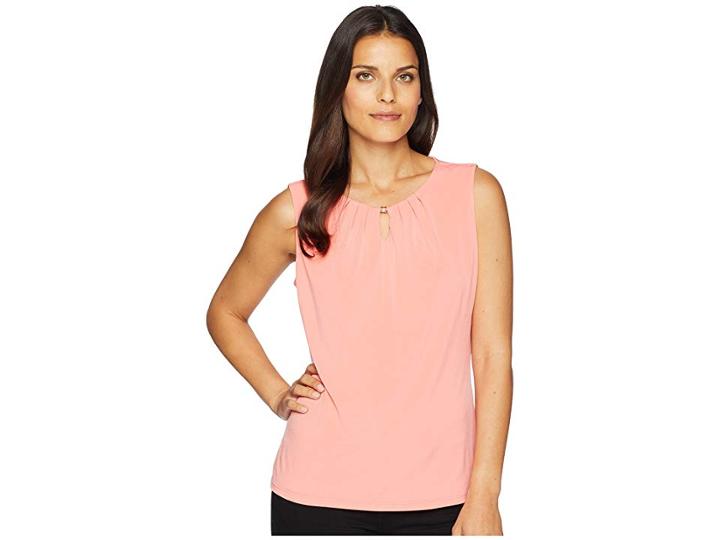 Ivanka Trump Matte Jersey Top With Hardware Bead (georga Peach) Women's Clothing