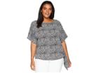 Michael Michael Kors Plus Size Wavy Leopard Stripe Tie Top (black/white) Women's Clothing