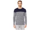 Kenneth Cole New York Long Sleeve Space Dye Crew W/ Zip (indigo Heather) Men's T Shirt