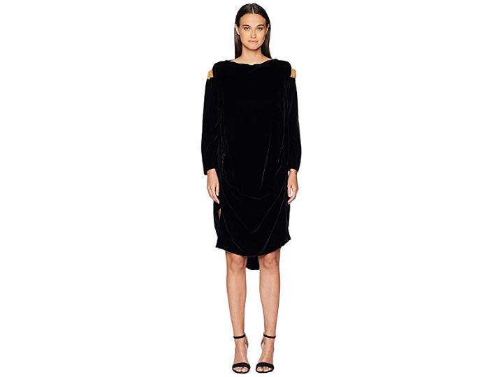 Vivienne Westwood Fatima Cold Shoulder Long Sleeve Velvet Dress (black) Women's Dress