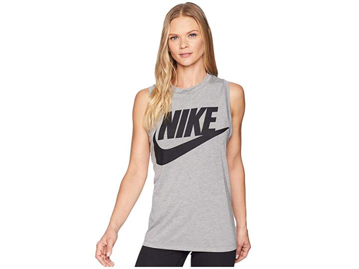 Nike Sportswear Essential Tank (carbon Heather/anthracite/black) Women's Clothing