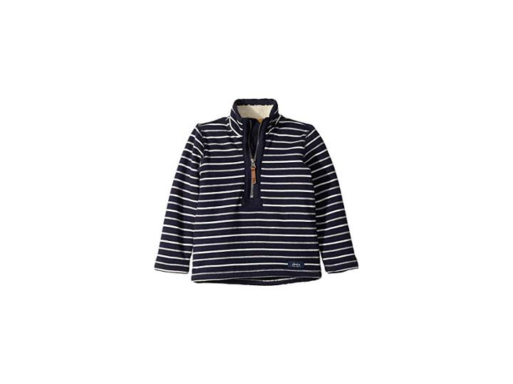 Joules Kids 1/2 Zip Sweatshirt With Sherpa Trim (toddler/little Kids/big Kids) (french Navy Stripe) Boy's Sweatshirt