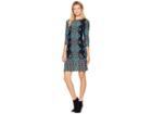London Times Jewel Box Matte Jersey Shift Dress (black/turquoise) Women's Dress