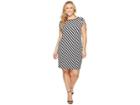 Michael Michael Kors Plus Size Tulip Sleeve Striped Dress (black/white) Women's Dress