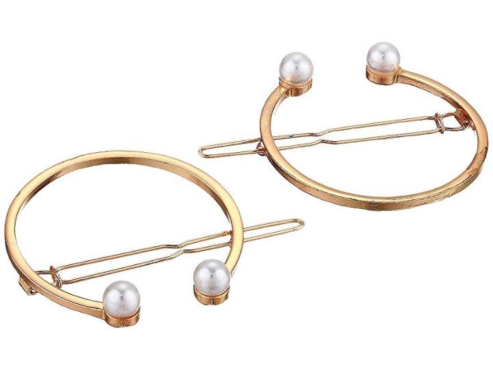 Steve Madden Open Circle Pearl End Hair Pins (gold) Barrette
