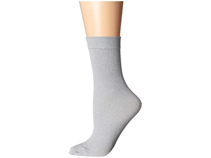 Wolford Joan Socks (arctic Grey Lurex) Women's Crew Cut Socks Shoes