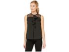 Calvin Klein Sleeveless Lace/ruffle Top (black) Women's Sleeveless
